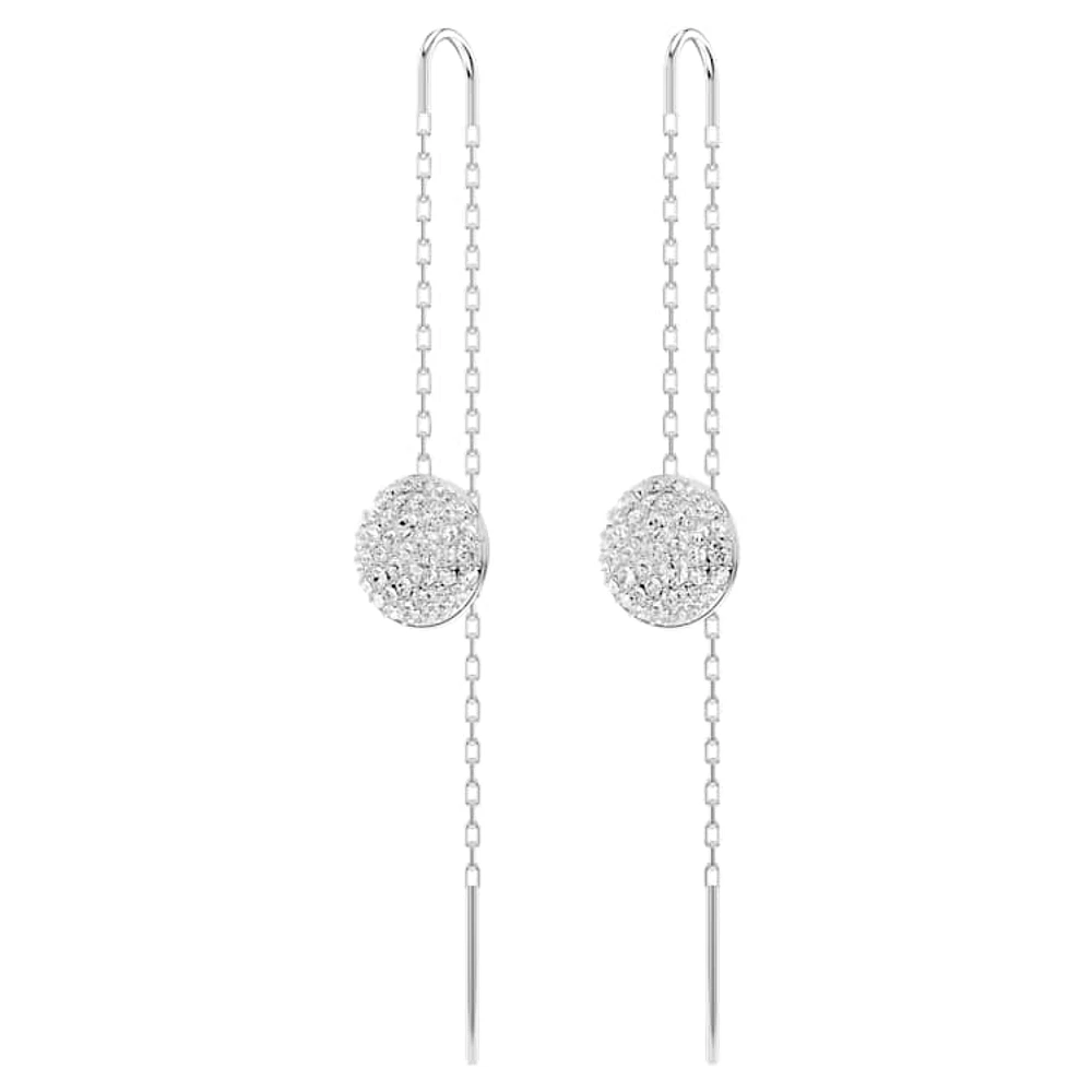 Sublima drop earrings, White, Rhodium plated by SWAROVSKI