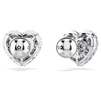 Idyllia stud earrings, Heart, Blue, Rhodium plated by SWAROVSKI