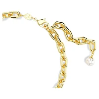 Idyllia necklace, Crystal pearls, Shell, White, Gold-tone plated by SWAROVSKI