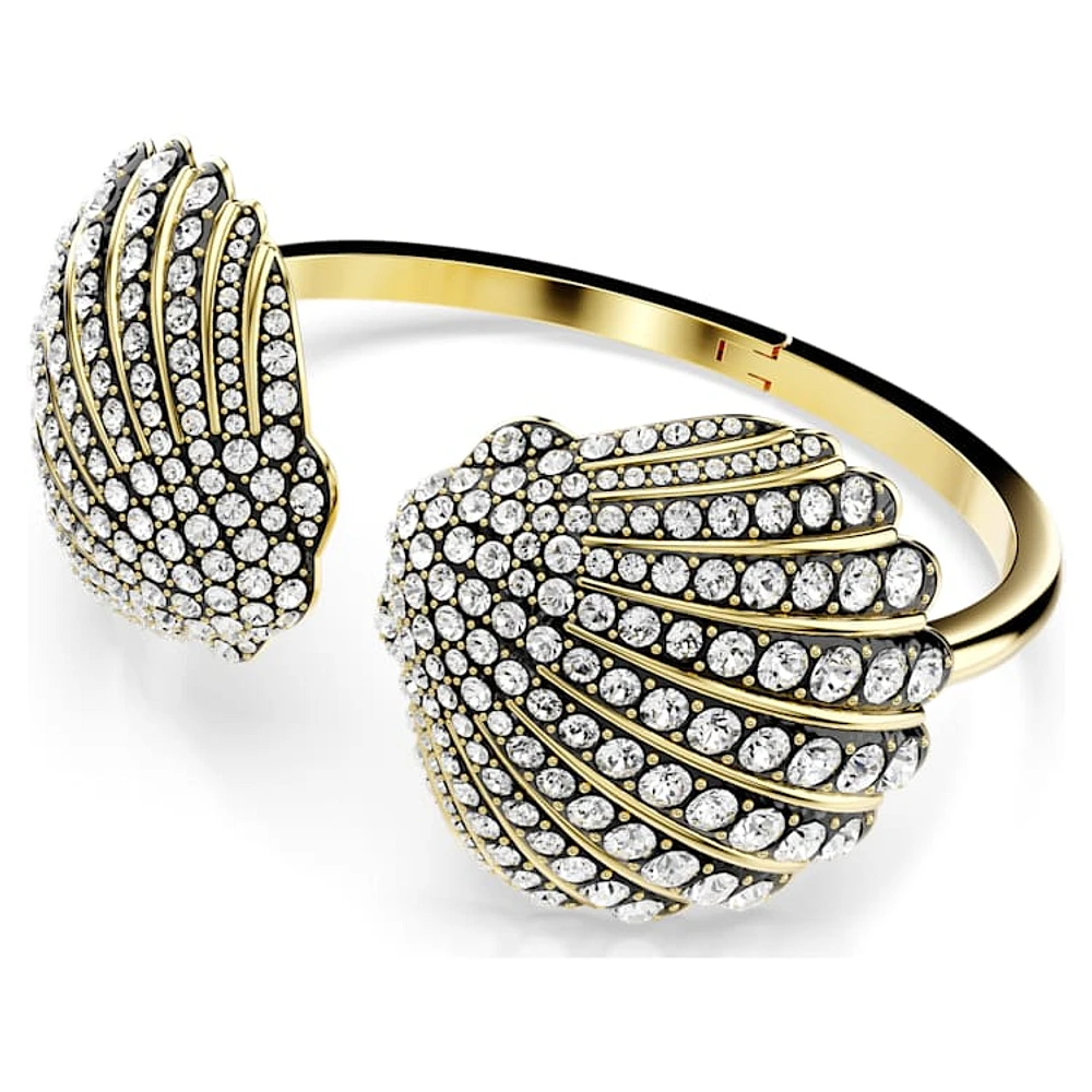 Idyllia bangle, Shell, White, Gold-tone plated by SWAROVSKI