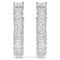 Hyperbola hoop earrings, Infinity, White, Rhodium plated by SWAROVSKI