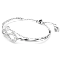 Hyperbola bangle, Infinity, White, Rhodium plated by SWAROVSKI