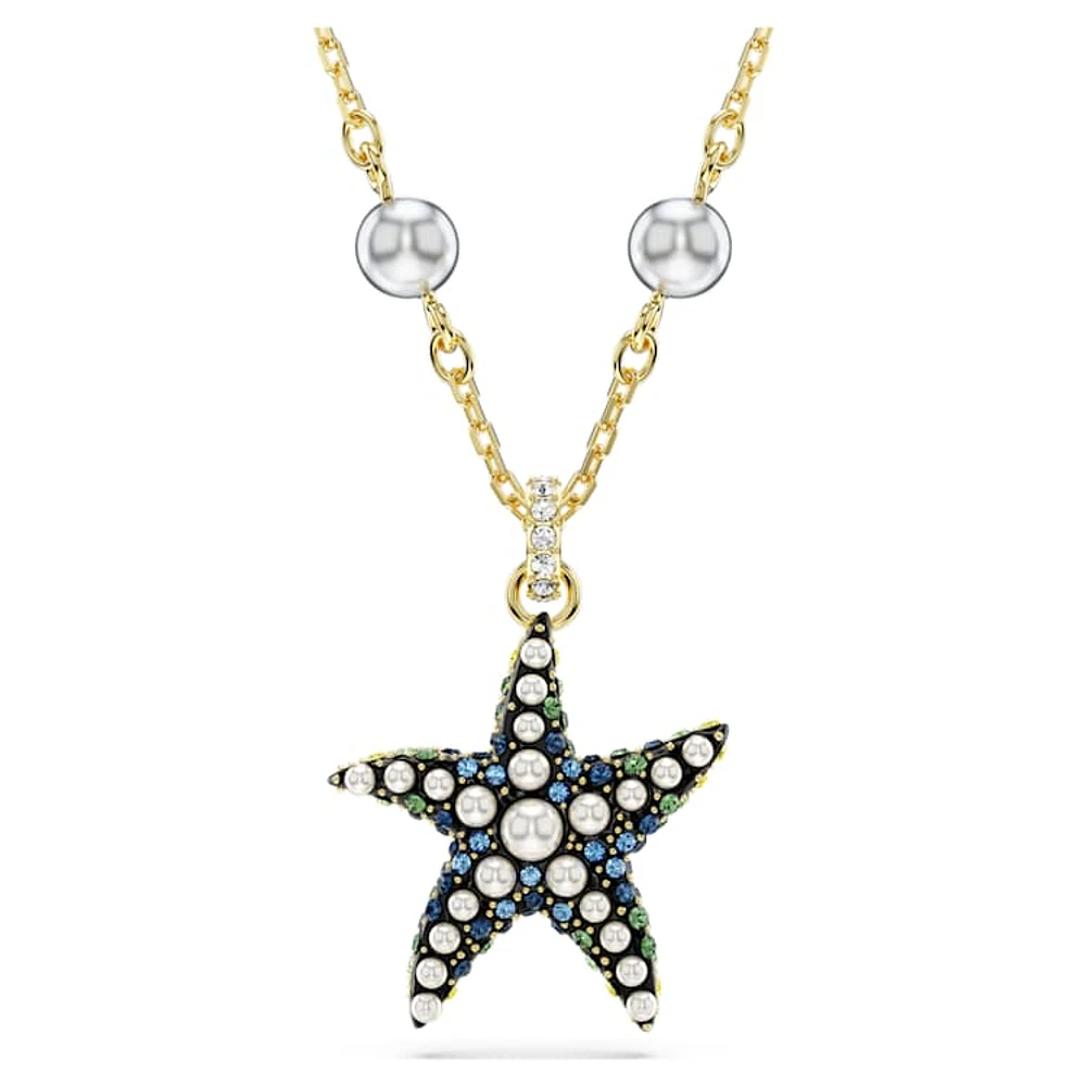 Idyllia pendant, Crystal pearls, Starfish, Multicoloured, Gold-tone plated by SWAROVSKI