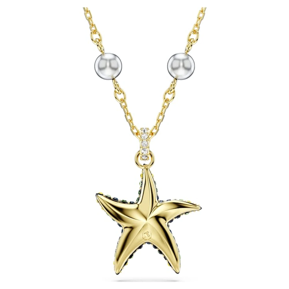 Idyllia pendant, Crystal pearls, Starfish, Multicoloured, Gold-tone plated by SWAROVSKI