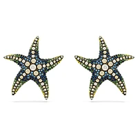 Idyllia stud earrings, Crystal pearl, Starfish, Larges, Multicoloured, Gold-tone plated by SWAROVSKI