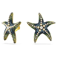 Idyllia stud earrings, Crystal pearl, Starfish, Larges, Multicoloured, Gold-tone plated by SWAROVSKI