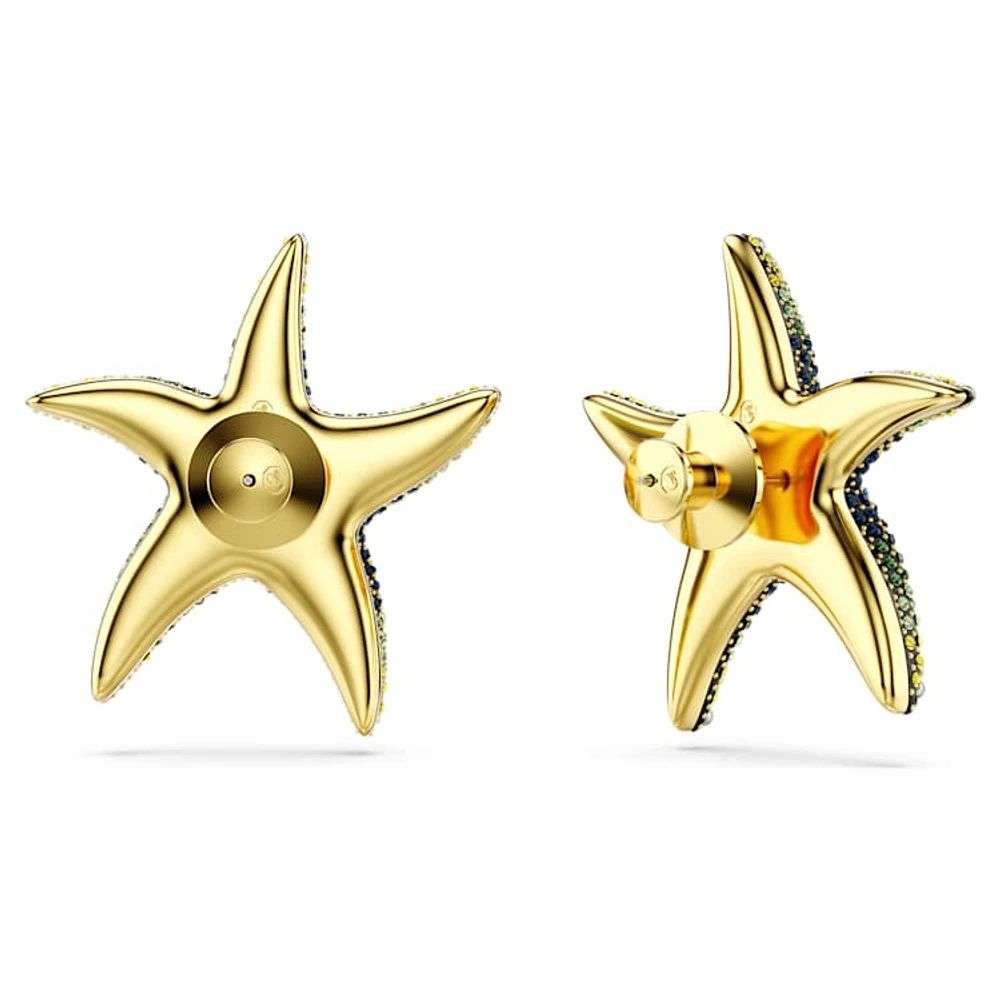 Idyllia stud earrings, Crystal pearl, Starfish, Larges, Multicoloured, Gold-tone plated by SWAROVSKI