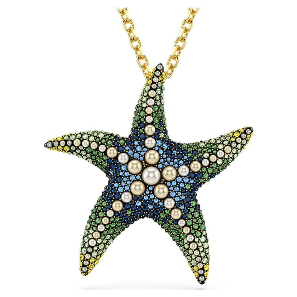 Idyllia pendant and brooch, Crystal pearls, Starfish, Multicoloured, Gold-tone plated by SWAROVSKI