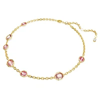 Imber necklace, Octagon cut, Pink, Gold-tone plated by SWAROVSKI