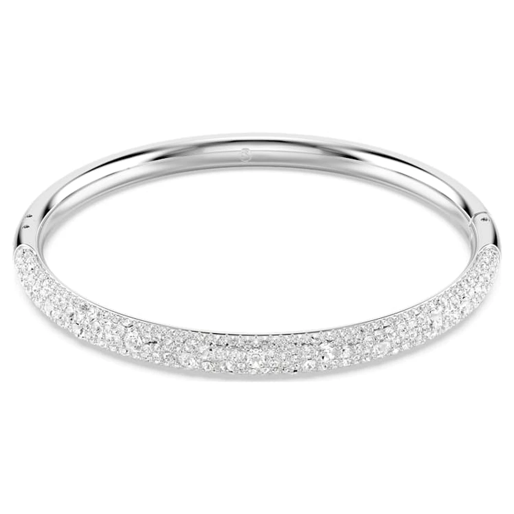 Sublima bangle, Snow pavé, White, Rhodium plated by SWAROVSKI