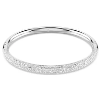 Sublima bangle, Snow pavé, White, Rhodium plated by SWAROVSKI