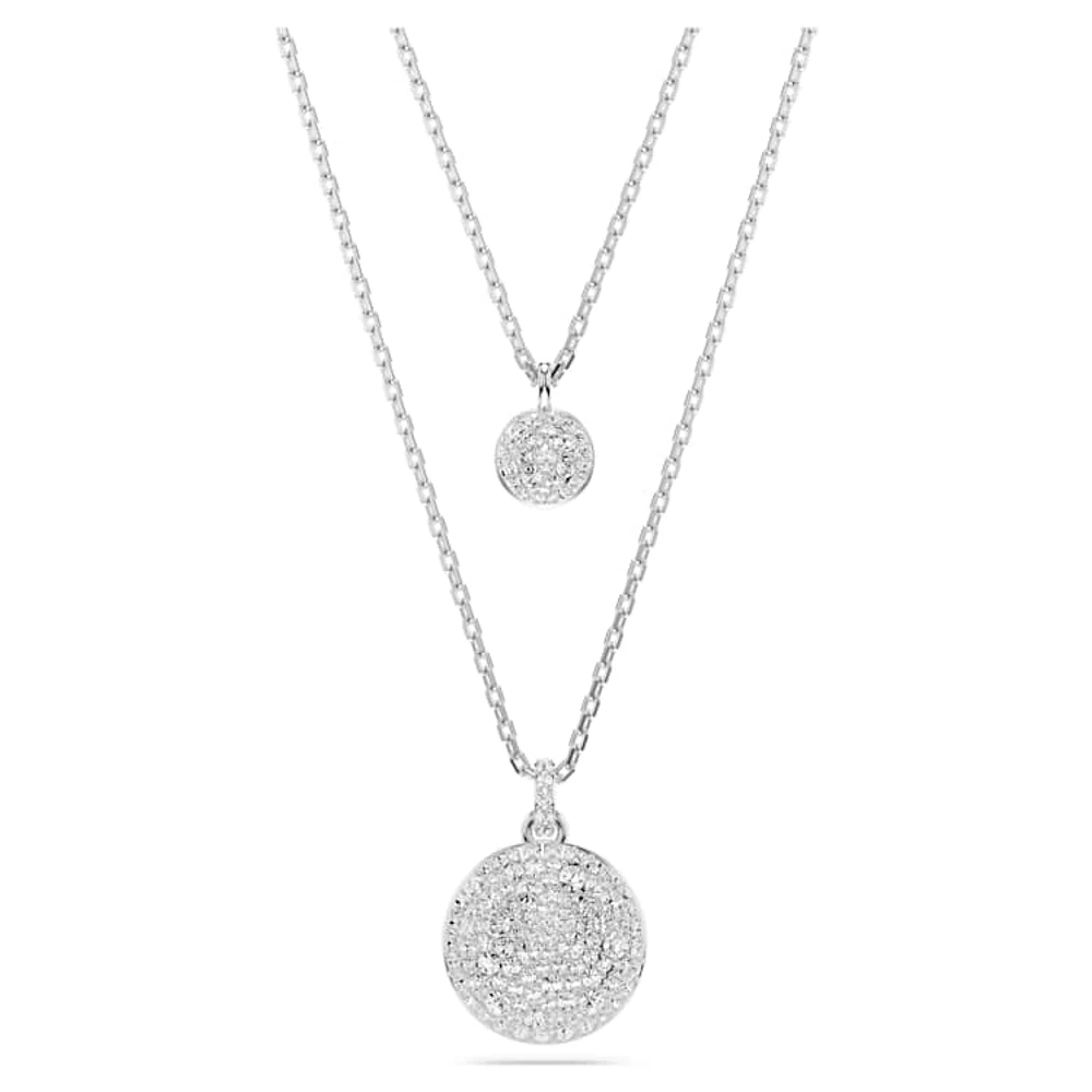 Sublima layered pendant, White, Rhodium plated by SWAROVSKI