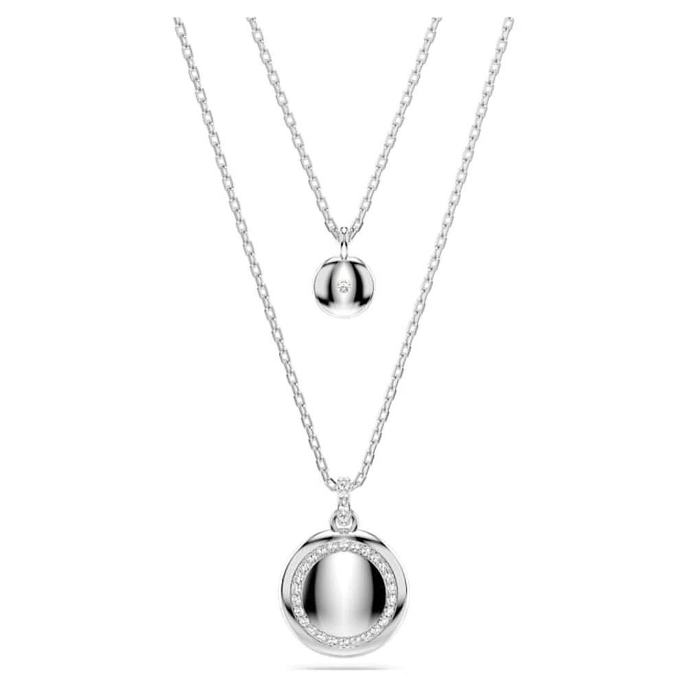 Sublima layered pendant, White, Rhodium plated by SWAROVSKI