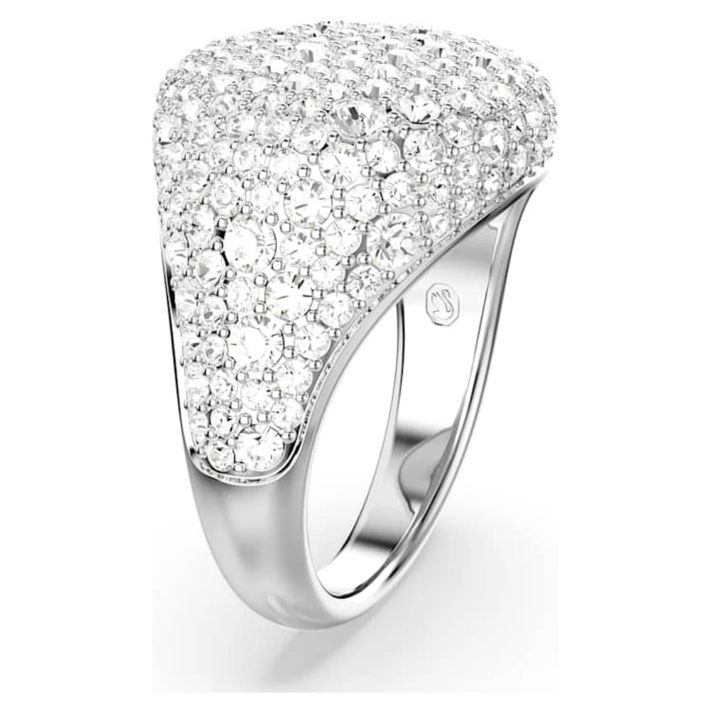 Sublima cocktail ring, White, Rhodium plated by SWAROVSKI