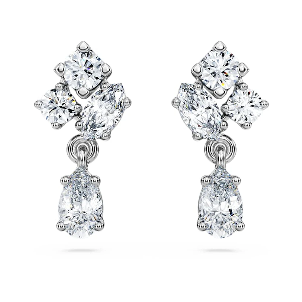 Galaxy drop earrings, Lab-grown diamonds 0.75 ct tw, Mixed cuts, 14K white gold by SWAROVSKI