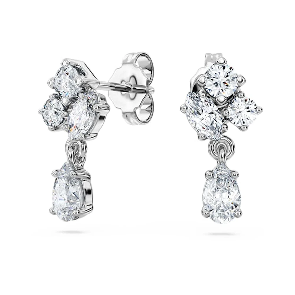 Galaxy drop earrings, Lab-grown diamonds 0.75 ct tw, Mixed cuts, 14K white gold by SWAROVSKI