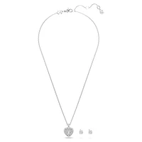 Idyllia set, Crystal pearl, Heart, White, Rhodium plated by SWAROVSKI