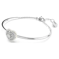 Idyllia bangle, Heart, White, Rhodium plated by SWAROVSKI