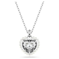 Idyllia pendant, Heart, White, Rhodium plated by SWAROVSKI