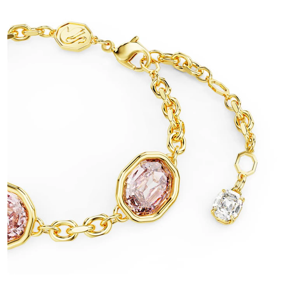 Imber bracelet, Octagon cut, Pink, Gold-tone plated by SWAROVSKI