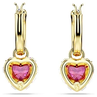 Chroma drop earrings, Heart, Red, Gold-tone plated by SWAROVSKI