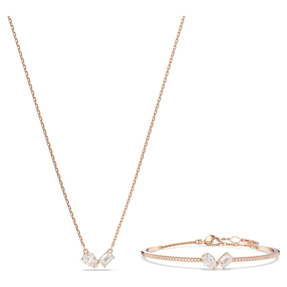 Mesmera set, Mixed cuts, White, Rose gold-tone plated by SWAROVSKI