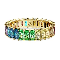 Matrix ring, Baguette cut, Multicoloured, Gold-tone plated by SWAROVSKI