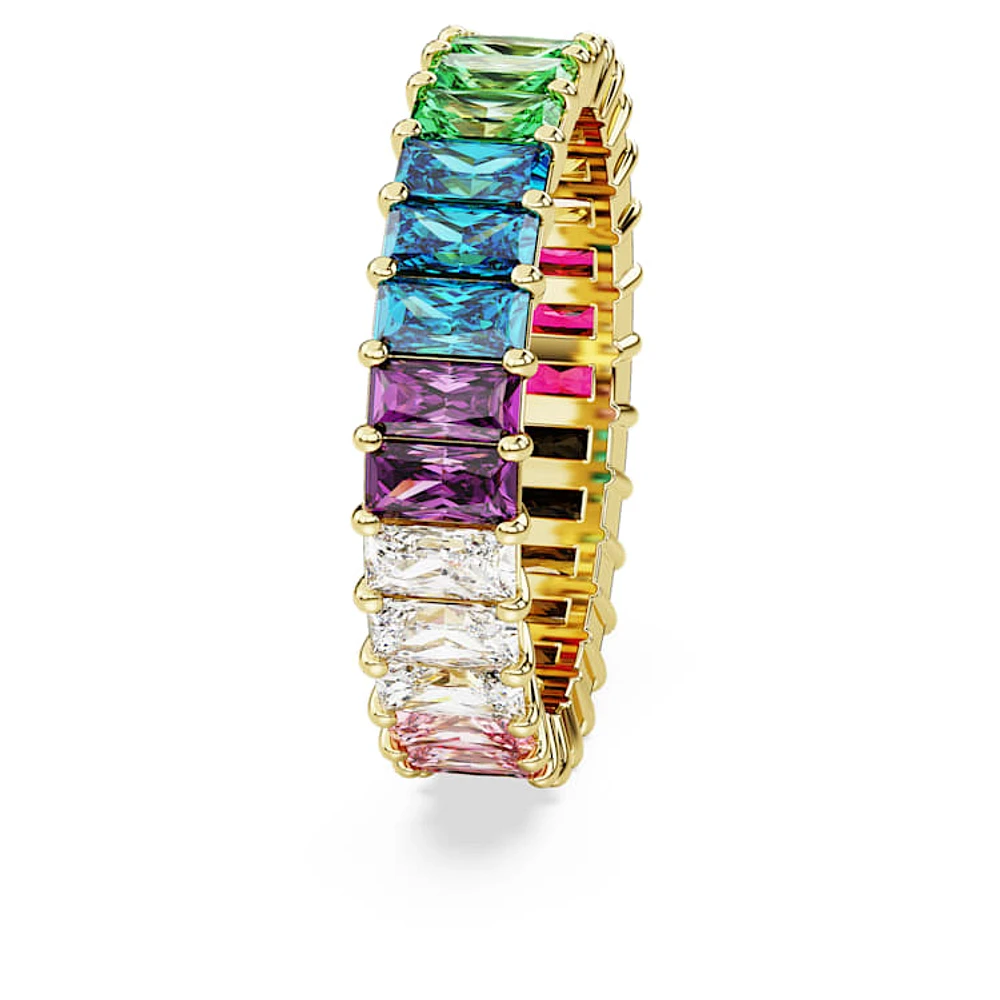 Matrix ring, Baguette cut, Multicoloured, Gold-tone plated by SWAROVSKI