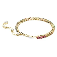 Matrix Tennis bracelet, Round cut, Multicoloured, Gold-tone plated by SWAROVSKI