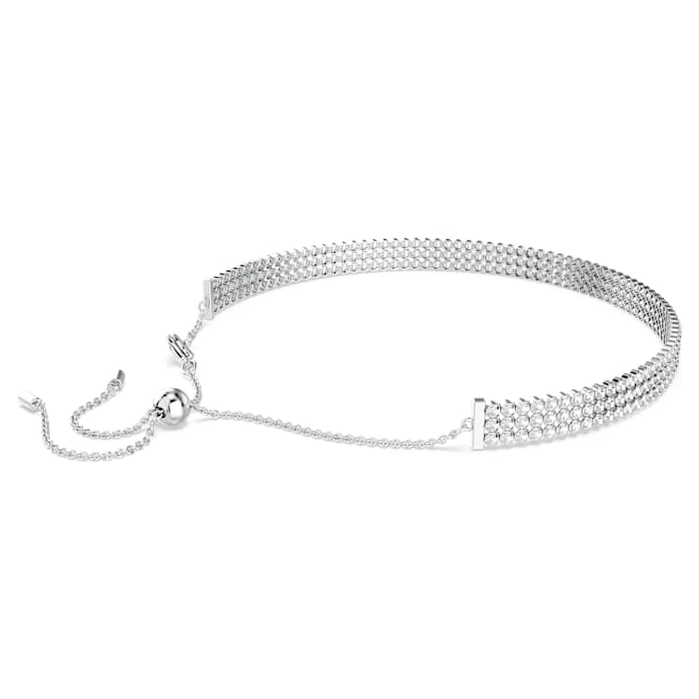 Matrix Tennis choker, Round cut, White, Rhodium plated by SWAROVSKI