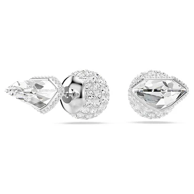 Lucent stud earrings, Pavé, Ball, White, Rhodium plated by SWAROVSKI