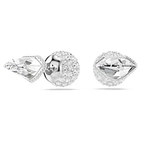 Lucent stud earrings, Pavé, Ball, White, Rhodium plated by SWAROVSKI