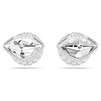 Lucent stud earrings, Pavé, Ball, White, Rhodium plated by SWAROVSKI