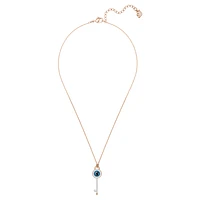 Symbolica pendant, Evil eye and key, Blue, Rose gold-tone plated by SWAROVSKI