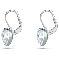 Bella drop earrings, Heart, White, Rhodium plated by SWAROVSKI