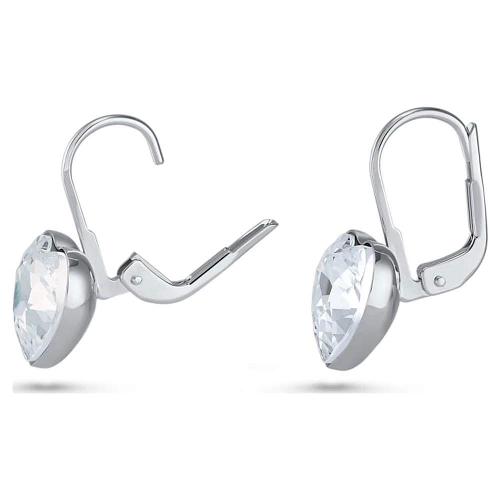 Bella drop earrings, Heart, White, Rhodium plated by SWAROVSKI