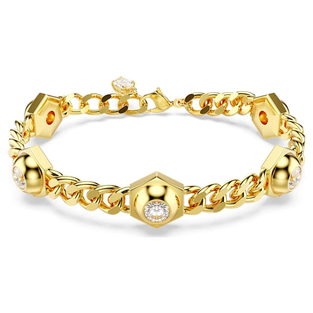 Numina bracelet, Round cut, White, Gold-tone plated by SWAROVSKI