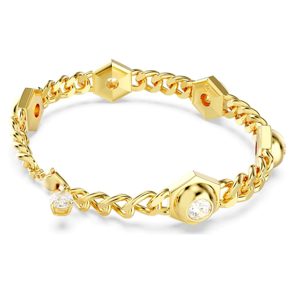 Numina bracelet, Round cut, White, Gold-tone plated by SWAROVSKI