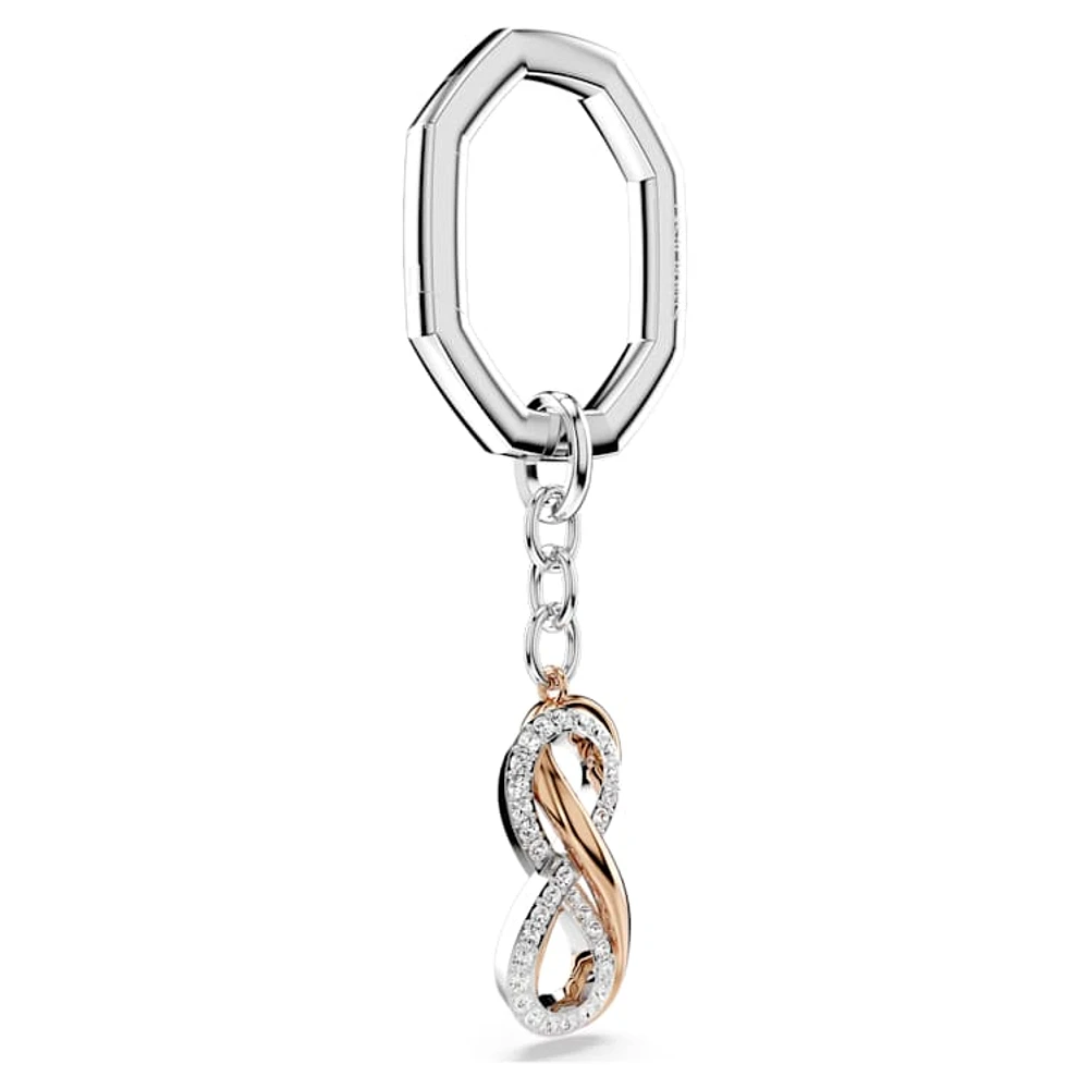 Key ring, Infinity, White, Mixed metal finish by SWAROVSKI