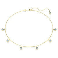 Imber necklace, Round cut, Light blue, Gold-tone plated by SWAROVSKI