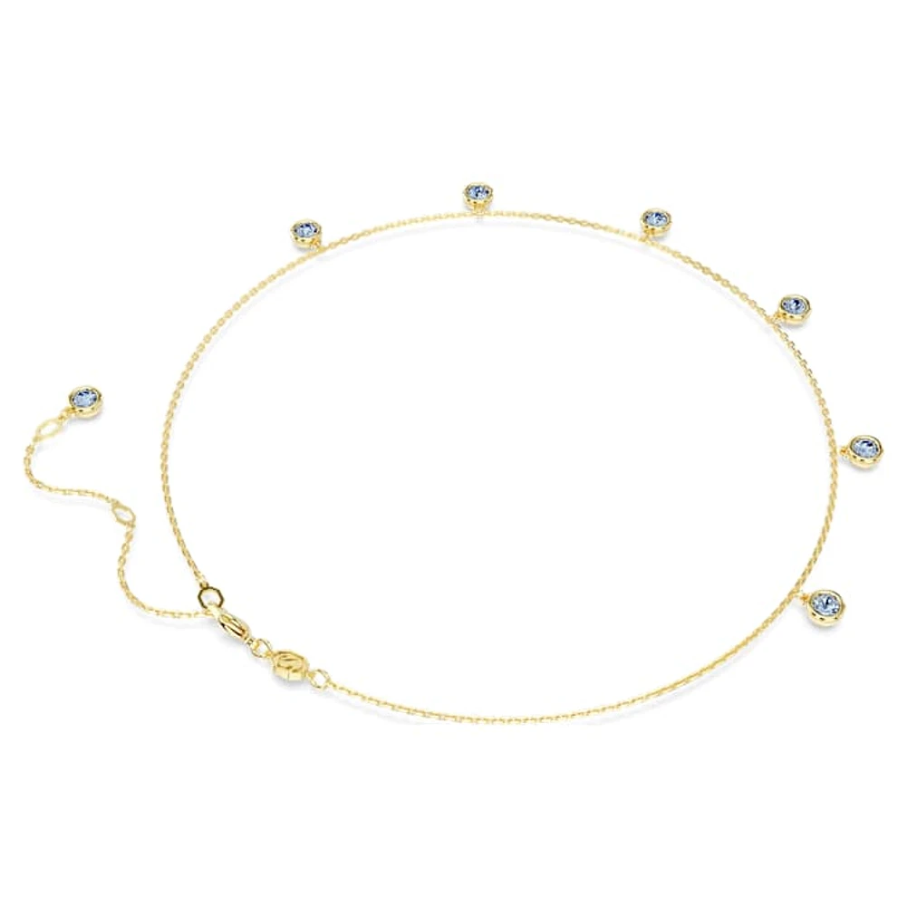 Imber necklace, Round cut, Light blue, Gold-tone plated by SWAROVSKI