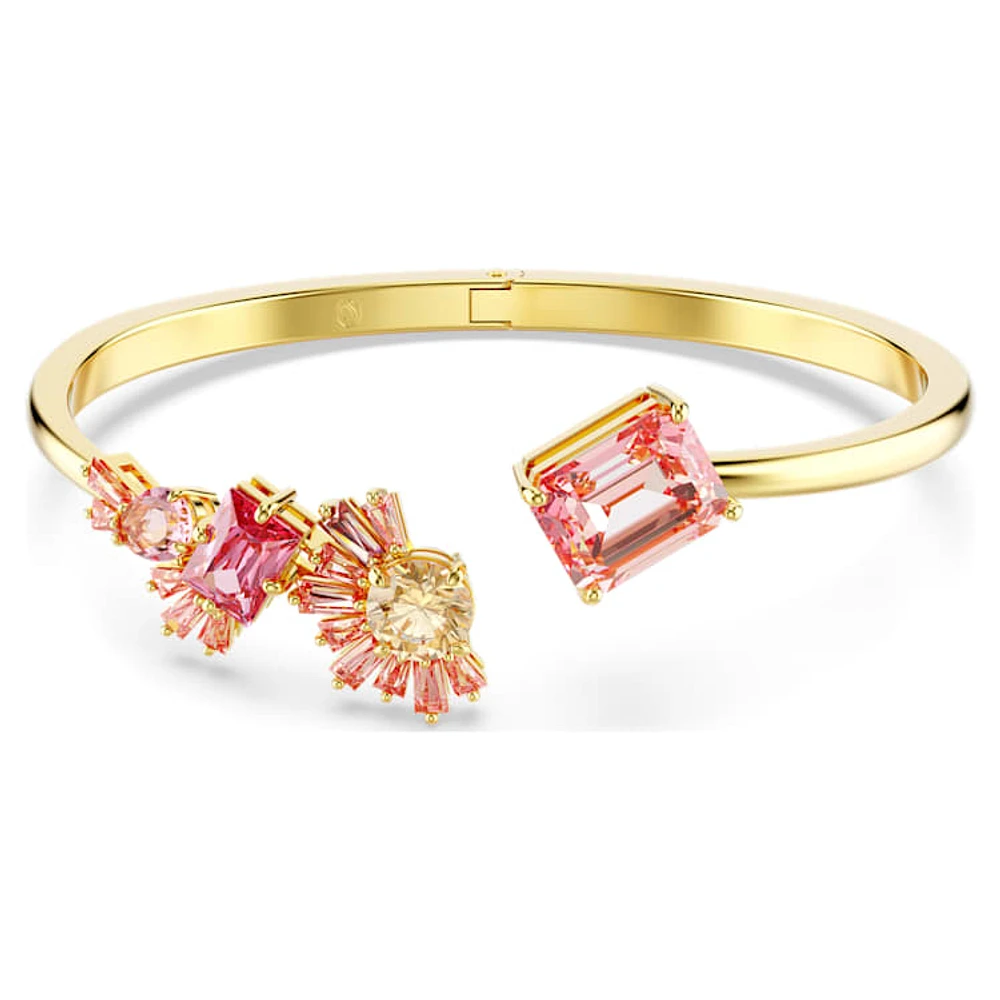 Gema bangle, Mixed cuts, Pink, Gold-tone plated by SWAROVSKI