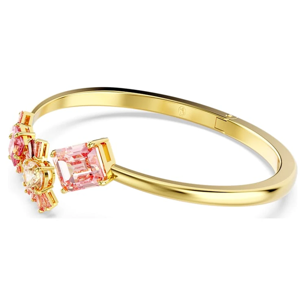 Gema bangle, Mixed cuts, Pink, Gold-tone plated by SWAROVSKI