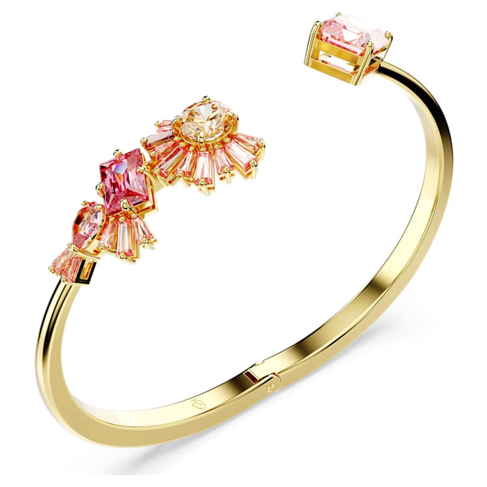 Gema bangle, Mixed cuts, Pink, Gold-tone plated by SWAROVSKI