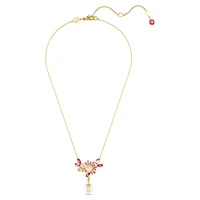 Gema pendant, Mixed cuts, Crystal pearl, Flower, Pink, Gold-tone plated by SWAROVSKI