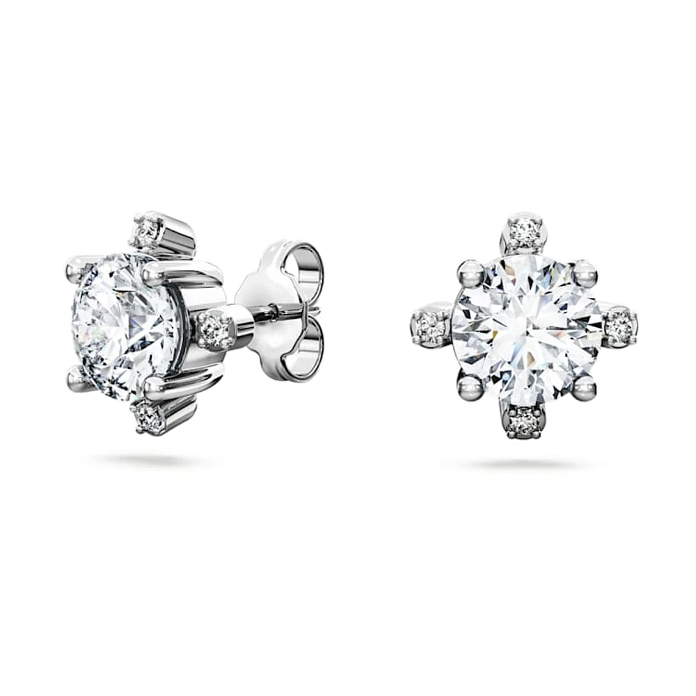 Galaxy stud earrings, Lab-grown diamonds 2.1 ct tw, Round cut, 14K white gold by SWAROVSKI