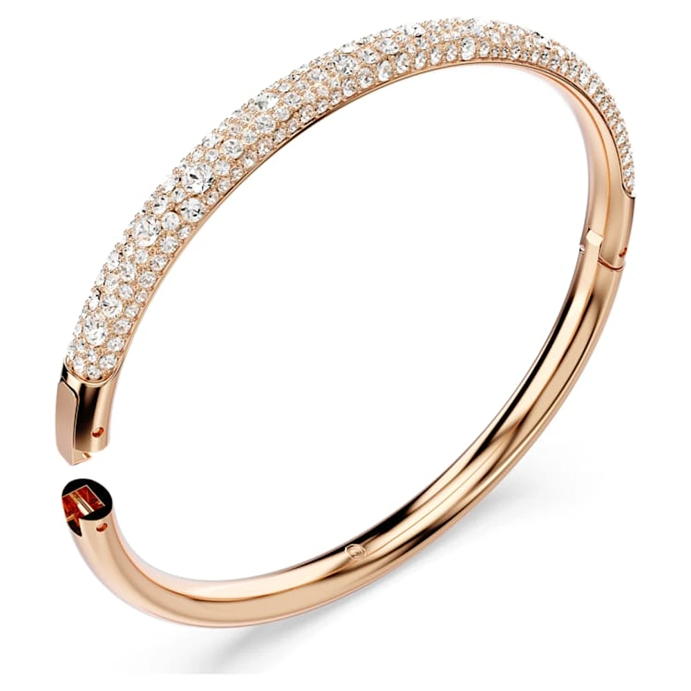 Sublima bangle, Snow pavé, White, Rose gold-tone plated by SWAROVSKI