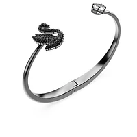 Swan bangle, Swan, Black, Ruthenium plated by SWAROVSKI