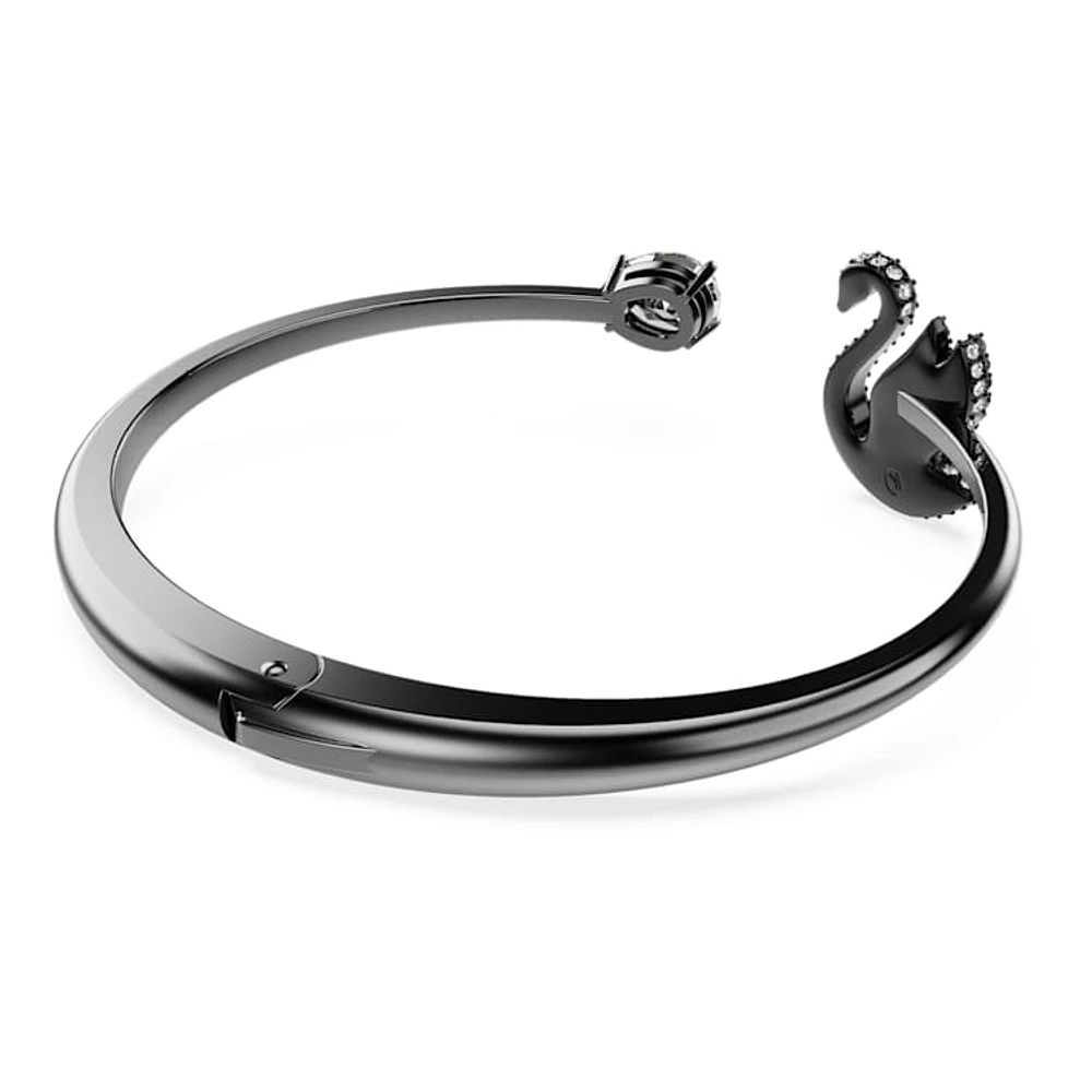 Swan bangle, Swan, Black, Ruthenium plated by SWAROVSKI