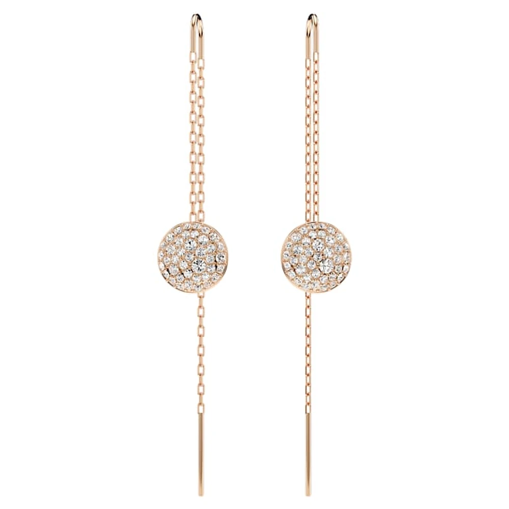 Sublima drop earrings, White, Rose gold-tone plated by SWAROVSKI